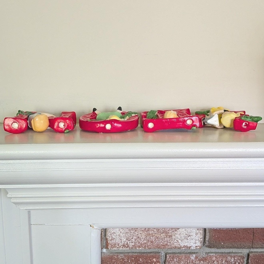 Vintage Tilso Japan Ceramic NOEL Christmas Kids Candle Holder Set 53/102 Kitsch - Picture 4 of 13